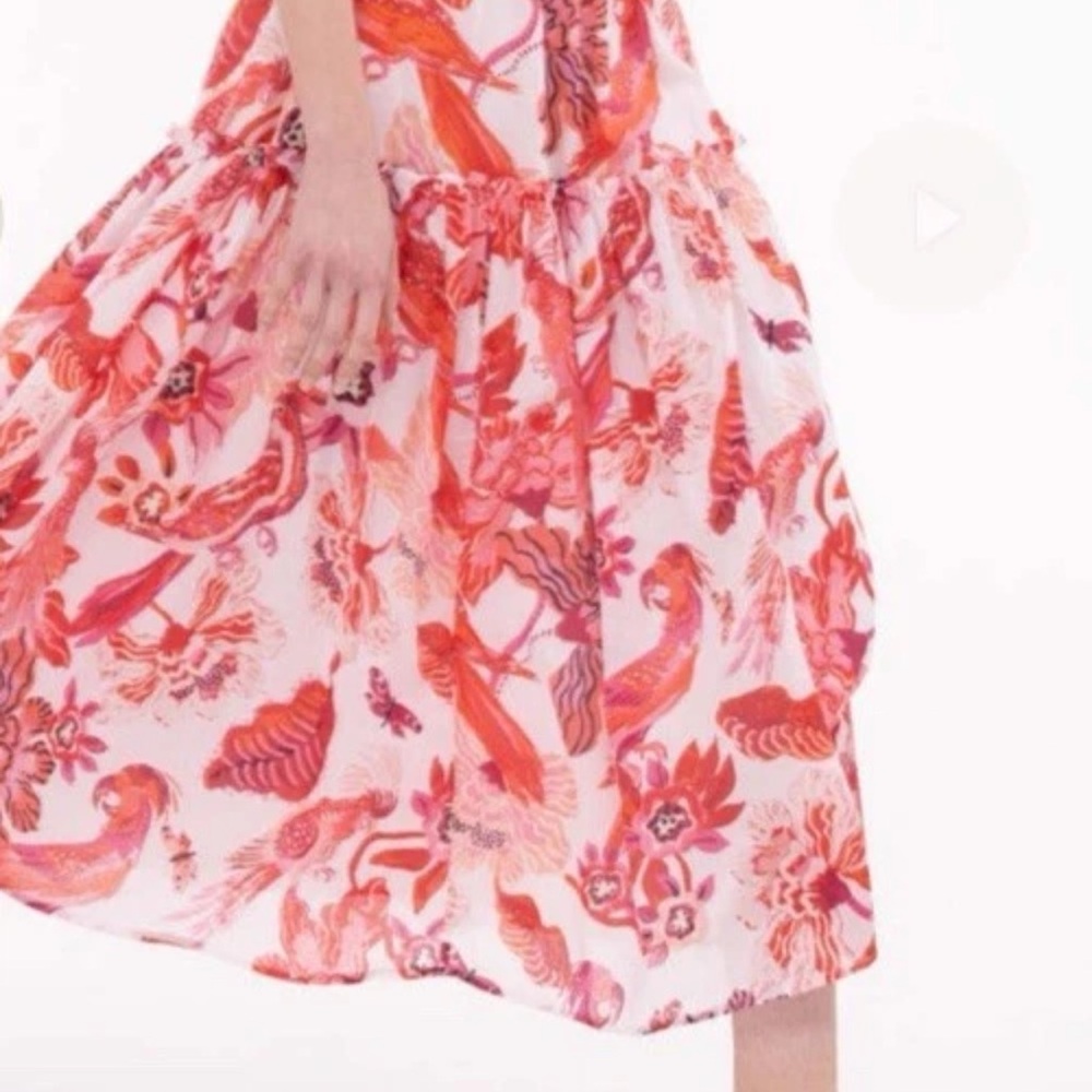 Banjanan Coral and Pink Flower Midi Skirt size M